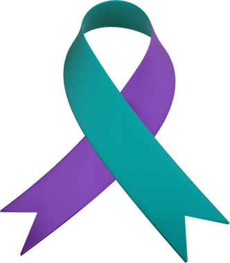 3D Ribbon in Purple and Teal Color for  Awareness and Causes